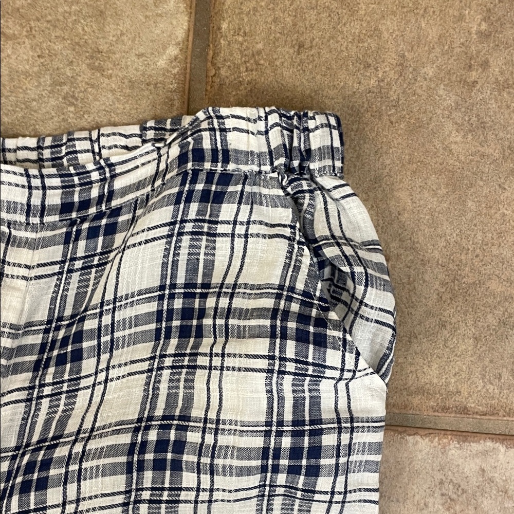 CP Shades Navy and White Plaid Wide-Leg Pants L - Picture 3 of 6